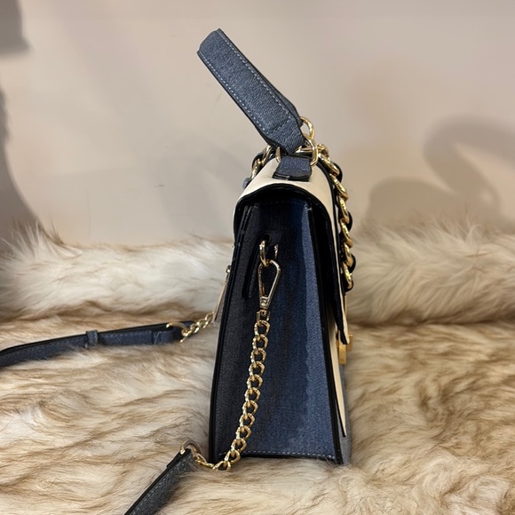 ALDO Blue Denim with White & Gold. Top Handle with Crossbody - Picture 7 of 12